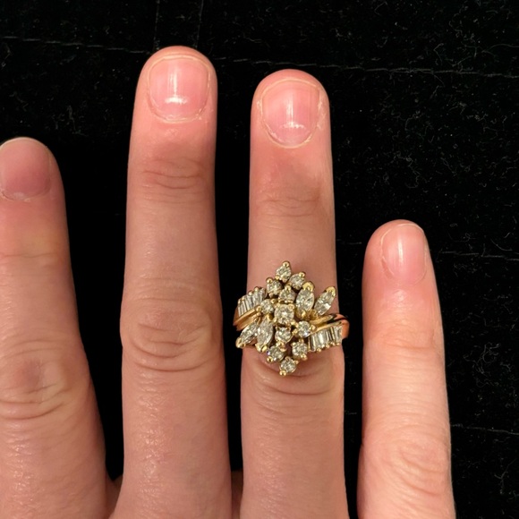Size 5 14k yellow gold diamond cluster ring, 1.15ct total, APPRAISED - Picture 11 of 14